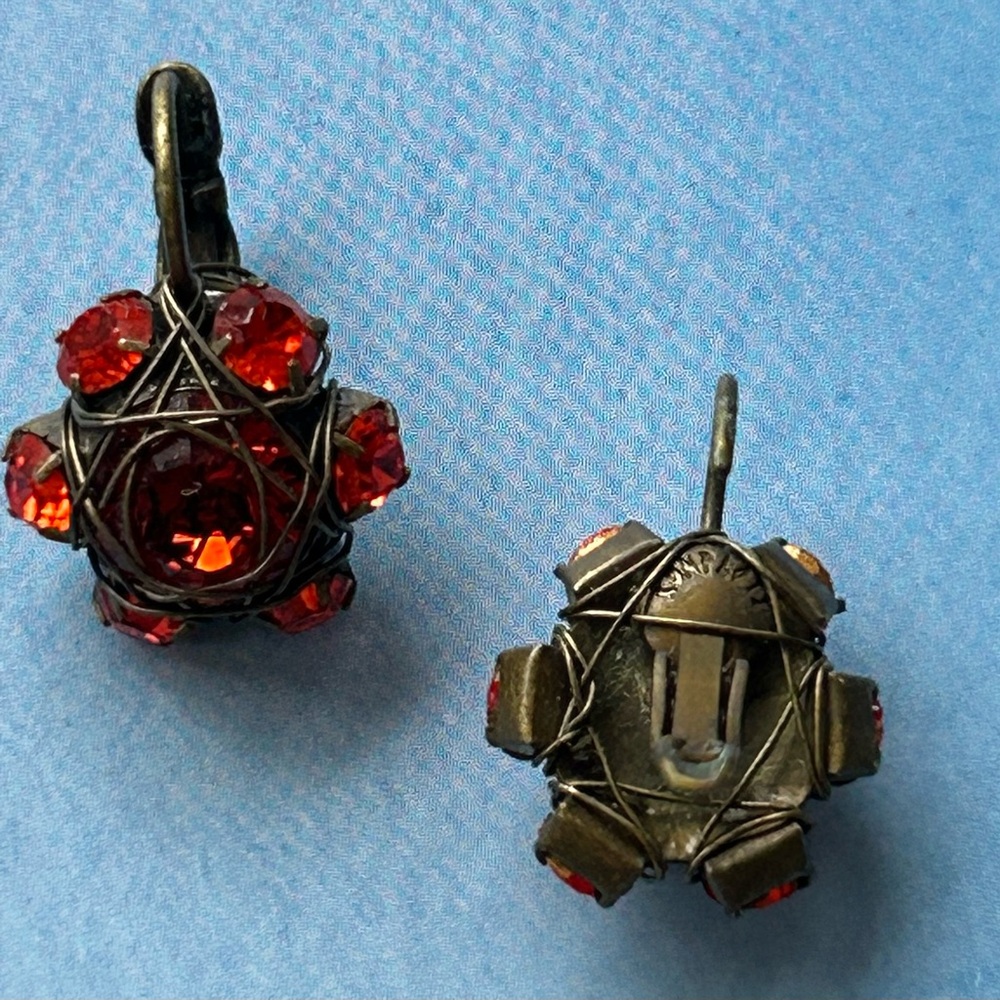 KONPLOTT By Miranda Konstantinidou Red Crystal, Leverback Earrings - Picture 5 of 7
